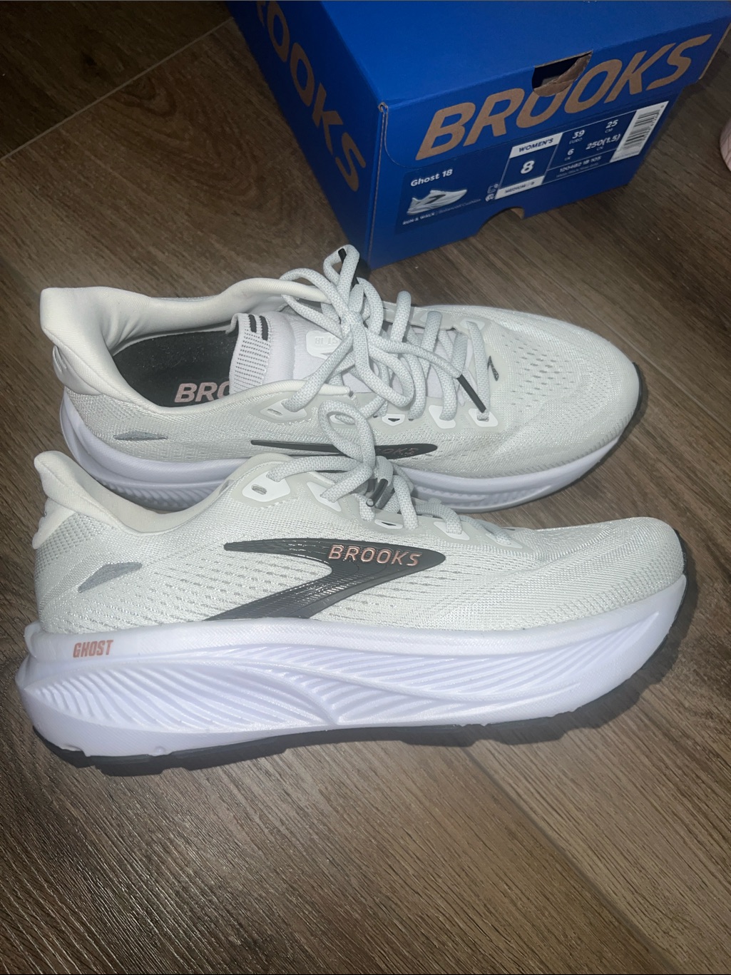 Brooks Ghost 18 Running Shoes In White With Gray Accents
